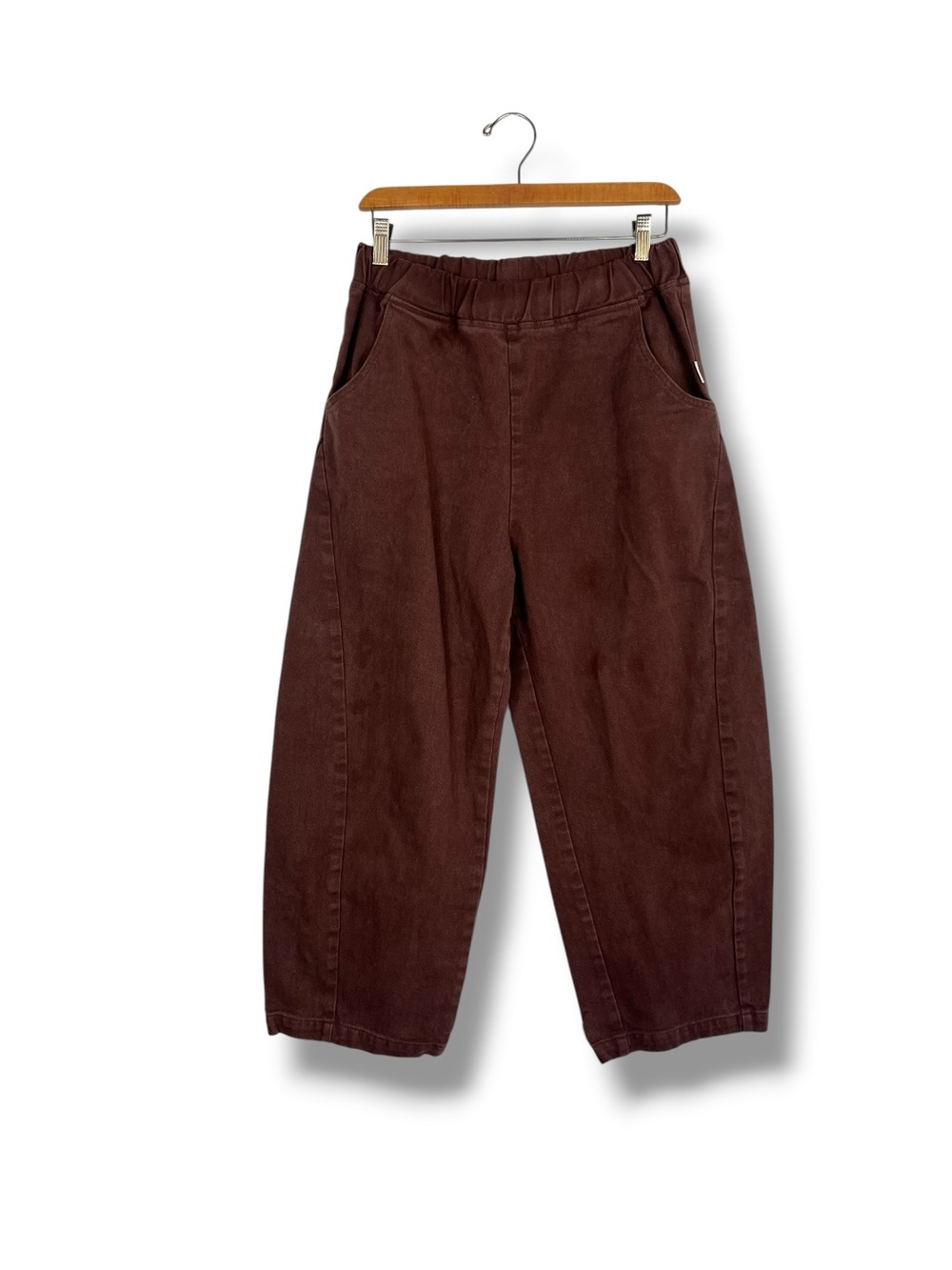 Le Bon Shoppe Arc Pants Cotton chocolate brown size M Made In Korea Barrel Leg - Picture 7 of 15
